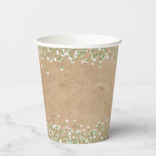 Baby's Breath Mooie Bloemige Boho Elegante Baby Sh Papieren Bekers (Achterkant)