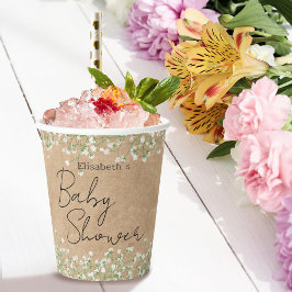 Baby's Breath Mooie Bloemige Boho Elegante Baby Sh Papieren Bekers