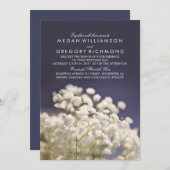 Baby's Breath Navy huwelijksuitnodigingen Kaart (Voorkant / Achterkant)