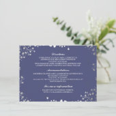 Baby's Breath Navy Zilver Bruiloft Details Informatiekaartje (Staand voorkant)