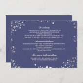 Baby's Breath Navy Zilver Bruiloft Details Informatiekaartje (Voorkant / Achterkant)