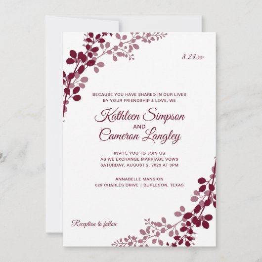 Baby's Breath of Vines bruiloft uitnodigingen | Ma (Voorkant)