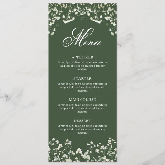 Baby's Breath on Sage Green Menu (Voorkant)