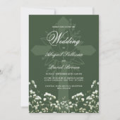 Baby's Breath on Sage Green Religious Wedding Kaart (Voorkant)