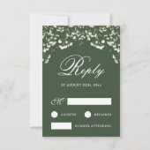 Baby's Breath on Sage Green Wedding RSVP Card (Voorkant)