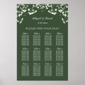 Baby's Breath on Sage Green Wedding Seating Chart Poster (Voorkant)