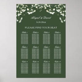 Baby's Breath on Sage Green Wedding Seating Chart Poster