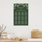 Baby's Breath on Sage Green Wedding Seating Chart Poster (Keuken)