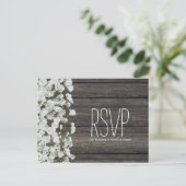 Baby's Breath op Rustieke Wood Country Bruiloft Briefkaart (Staand voorkant)