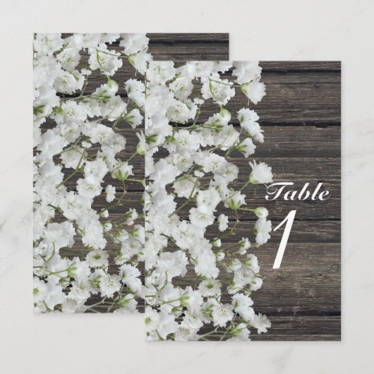 Baby's Breath op Rustieke Wood Country Bruiloft Kaart (Voorkant / Achterkant)