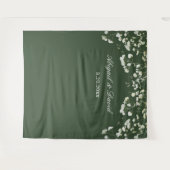 Baby's Breath op Sage Green Wedding Achtergrond Wandkleed (Voorkant (horizontaal))