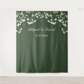 Baby's Breath op Sage Green Wedding Achtergrond Wandkleed (Voorkant)