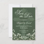 Baby's Breath op Sage Green Wedding Save The Date (Voorkant)