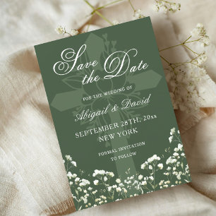 Baby's Breath op Sage Green Wedding Save The Date