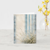 Baby's Breath op vervaagde blauwe strepen Dank u Kaart (Gele Bloem)