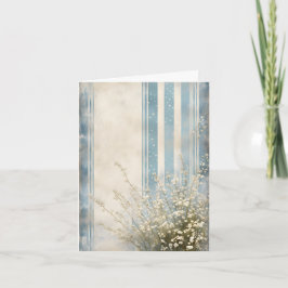 Baby's Breath op vervaagde blauwe strepen Dank u Kaart