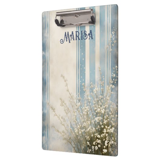 Baby's Breath op vervaagde blauwe strepen Klembord (Links)