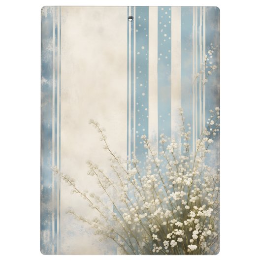 Baby's Breath op vervaagde blauwe strepen Klembord (Achterkant)