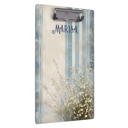 Baby's Breath op vervaagde blauwe strepen Klembord (Rechts)