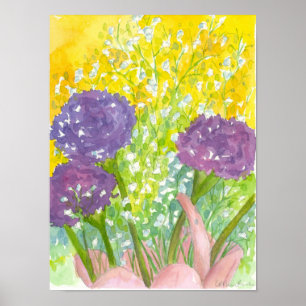 Baby's Breath Paarse Flower Bouquet Poster