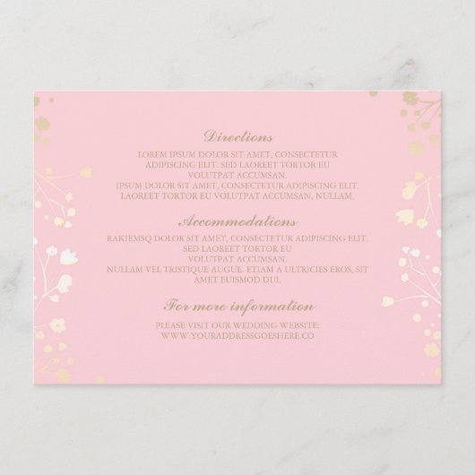Baby's Breath Pink Wedding Details - Informatie Informatiekaartje (Voorkant)
