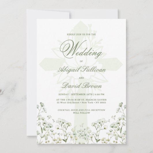 Baby's Breath Religieuze bruiloft Kaart (Voorkant)