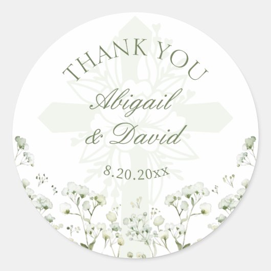Baby's Breath Religieuze bruiloft Ronde Sticker (Voorkant)