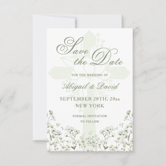 Baby's Breath Religieuze bruiloft Save The Date (Voorkant)