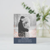 Baby's Breath roos Gold Effect Foto opslaan van de Aankondigingskaart (Staand voorkant)