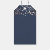 Baby's Breath Roos Gold en Navy Bruiloft Cadeaulabel (Achterkant)