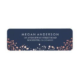 Baby's Breath Roos Gold en Navy Bruiloft Etiket