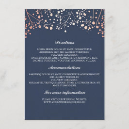 Baby's Breath Roos Gold en Navy trouwgegevens Informatiekaartje