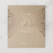 Baby's Breath Roos Gouden Folie Effect Bruiloft Plaatskaartje (Buitenkant ongevouwen)