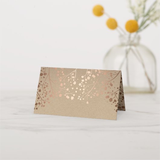 Baby's Breath Roos Gouden Folie Effect Bruiloft Plaatskaartje (Achterkant)