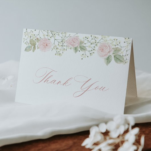 Baby's Breath Roze Rozen Dank Je Bedankkaart