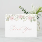 Baby's Breath Roze Rozen Dank Je Bedankkaart (Staand voorkant)