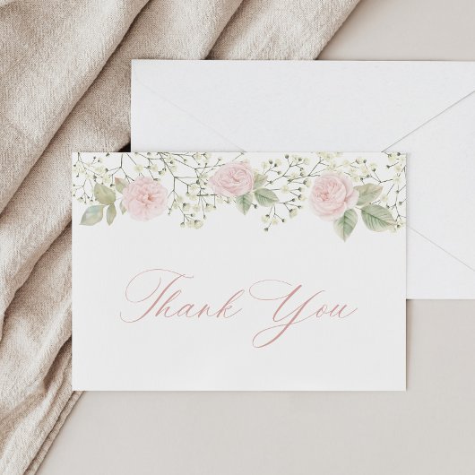 Baby's Breath Roze Rozen Dank Je Wel Bedankkaart