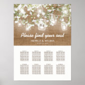 Baby's Breath Rustic Burlap Wedding Seating Chart Poster (Voorkant)