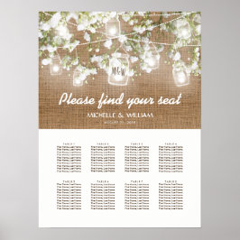 Baby's Breath Rustic Burlap Wedding Seating Chart Poster