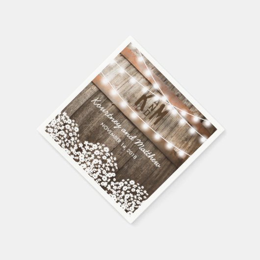 Baby's Breath Rustic Country Wedding Servet (Hoek)