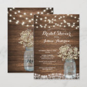 Baby's Breath Rustic Mason Jar Vrijgezellenfeest Kaart (Voorkant / Achterkant)