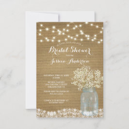 Baby's Breath Rustic Mason Jar Vrijgezellenfeest U Kaart