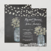 Baby's Breath Rustic Mason Jar Vrijgezellenfeest U Kaart (Voorkant / Achterkant)