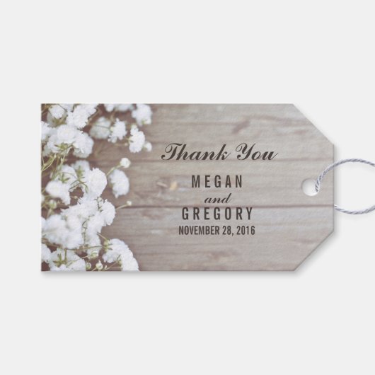 Baby's Breath Rustic Wedding Cadeaulabel (Voorkant (Horizontaal))