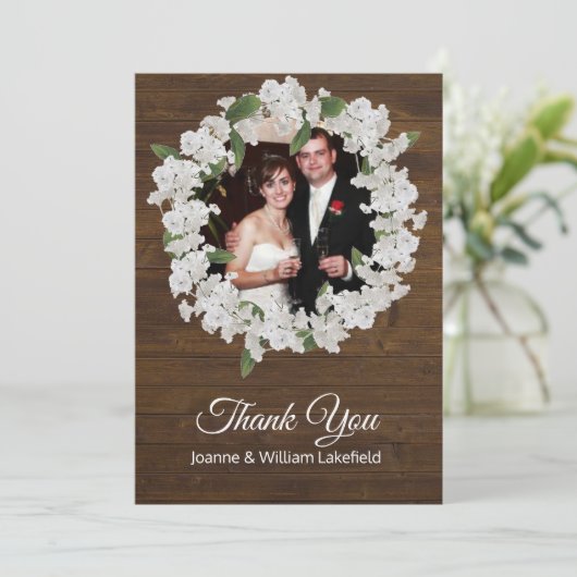 Babys Breath Rustic Wedding - Hartelijk dank Bedankkaart (Staand voorkant)