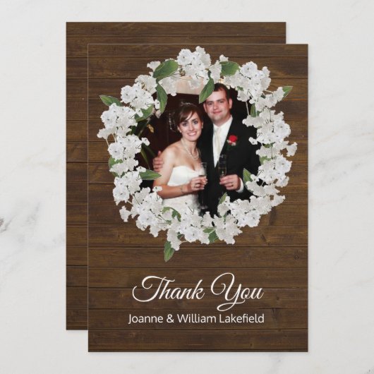 Babys Breath Rustic Wedding - Hartelijk dank Bedankkaart (Voorkant / Achterkant)