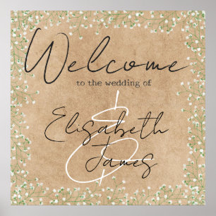Baby's Breath Rustic Wedding Welcome Sign Poster