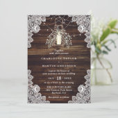 Baby's Breath Rustic Wood Lights Lantaarn Wedding Kaart (Staand voorkant)