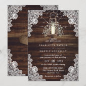 Baby's Breath Rustic Wood Lights Lantaarn Wedding Kaart (Voorkant / Achterkant)