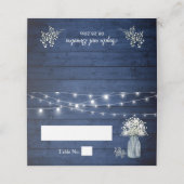 Baby's Breath Rustic Wood Navy Blue Lights Wedding Plaatskaartje (Buitenkant ongevouwen)